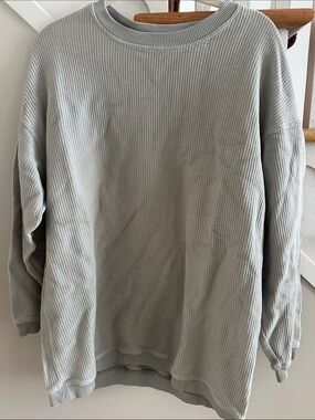 aerie Men's Ribbed Crewneck Sweater in Light Gray